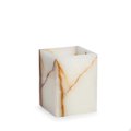 Bey Berk International Bey-Berk International TT202X Green Onyx Marble Bath Tumbler; White & Tan TT202X